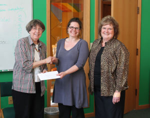 The McFarland Garden club generously donated $200 to the McFarland Community Garden.  Pictured from Left to Right: Barb Obst, Katie Gletty-Syoen, Raylene Sherman.